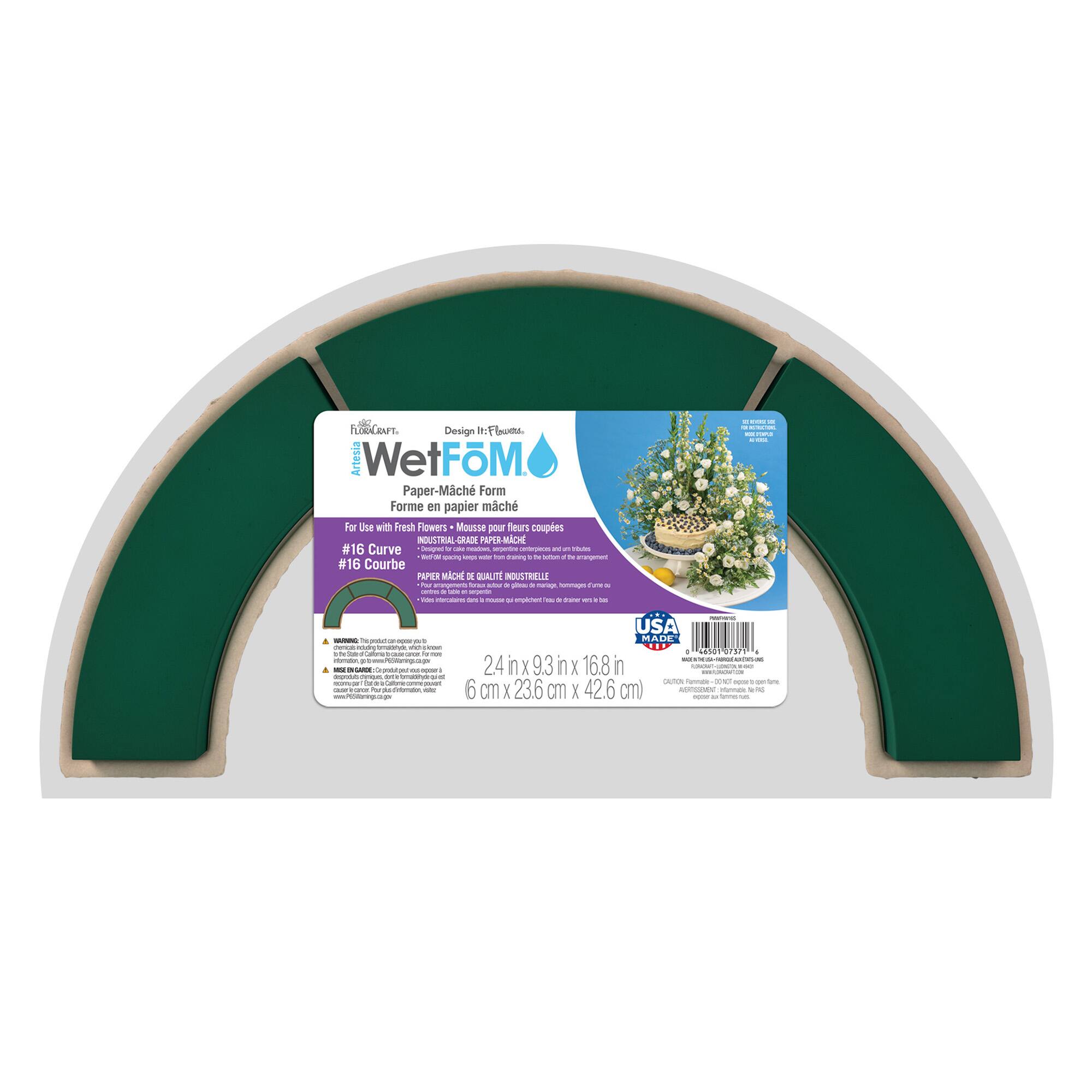 FloraCraft® 16.75" Green Floral Artesia WetFōM® Paper Mache Curve Form